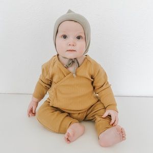 fin & vince wrap mustard one-piece